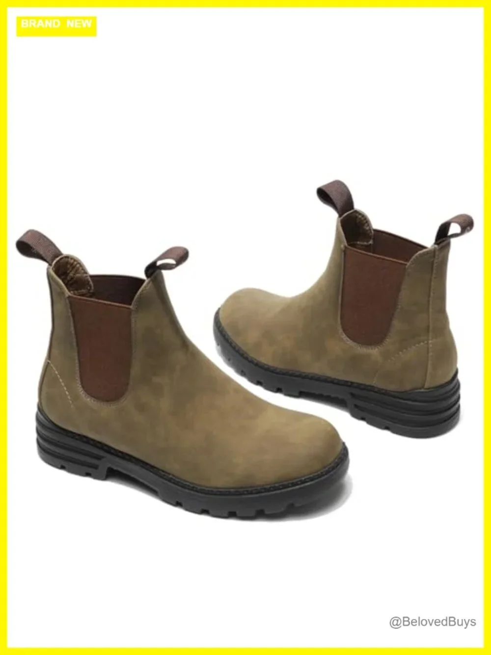 Faux Leather Waterproof Chelsea Hiking Boots Slip-On Women's